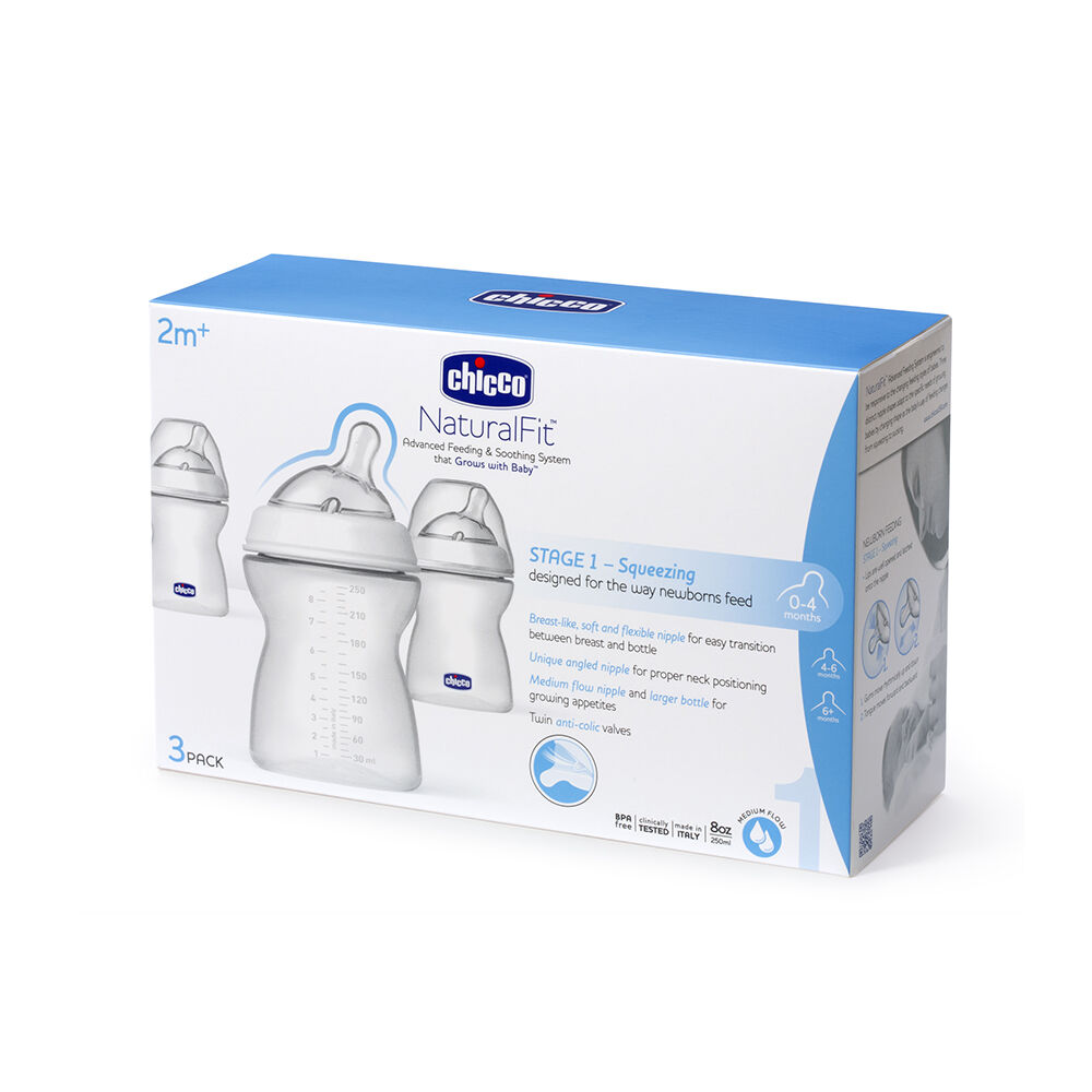 Chicco NaturalFit Tri Pack 8 oz. Bottles 2 Months
