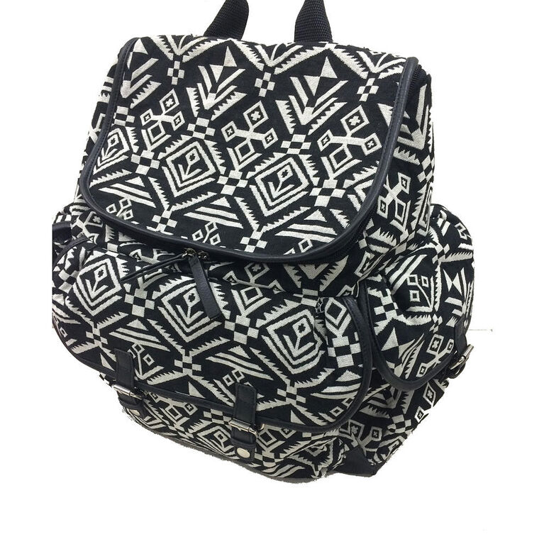 Sac a couches a bretelles jacquard azteque de Carter's - noir et blanc.