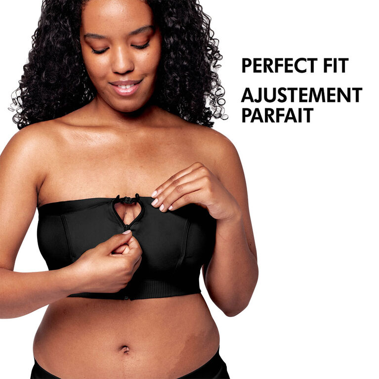 Bustier mains-libres Medela| Soutien-gorge pour l'expression facile avec matériau Adaptive Stretch pour un ajustement parfait | Noir, Grand