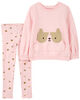 Ensemble 2 pièces chandail en jersey bouclette à imprimé de chien et legging rose Carter's NN