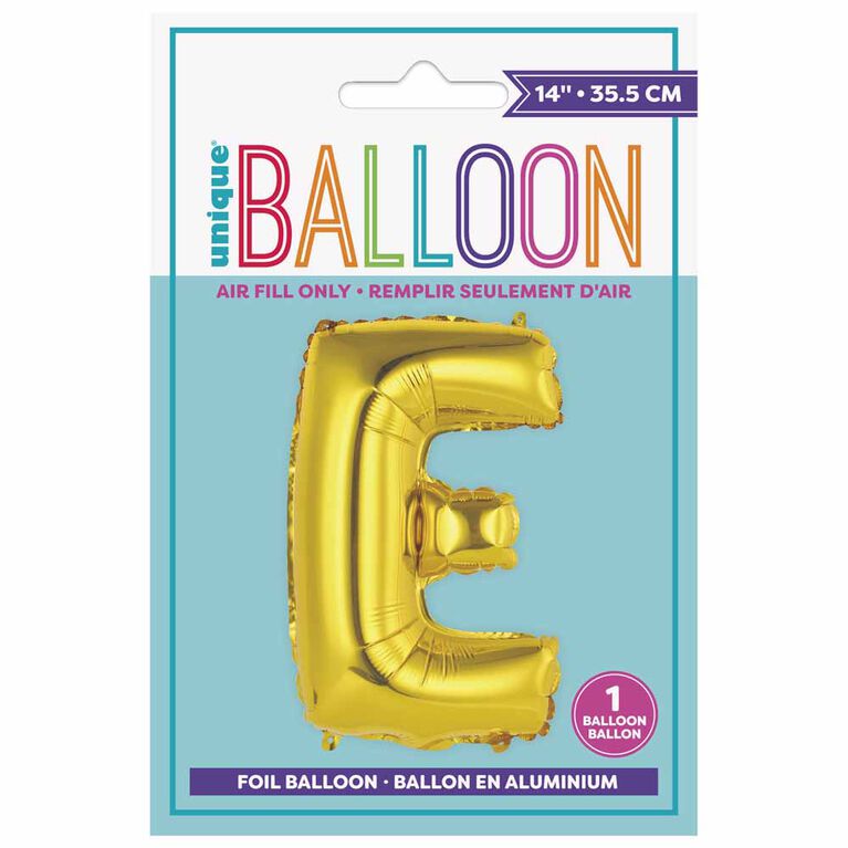 14" Gold Letter Balloons - E