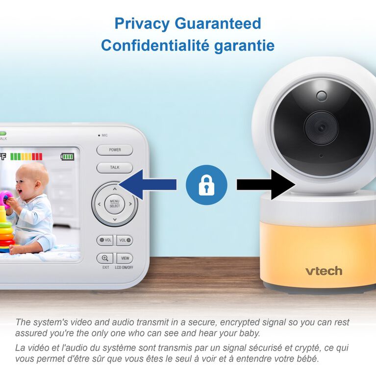 VTech VM5463 5" Digital Video Baby Monitor with Pan & Tilt Camera, Glow-on-the-ceiling light and Night Light, (White)