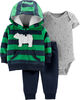 Carter's 3-Piece Polar Bear Cardigan Set - Navy, 12 Months