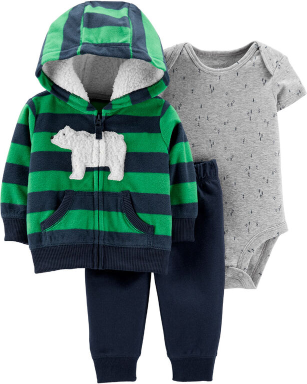 Carter's 3-Piece Polar Bear Cardigan Set - Navy, 12 Months