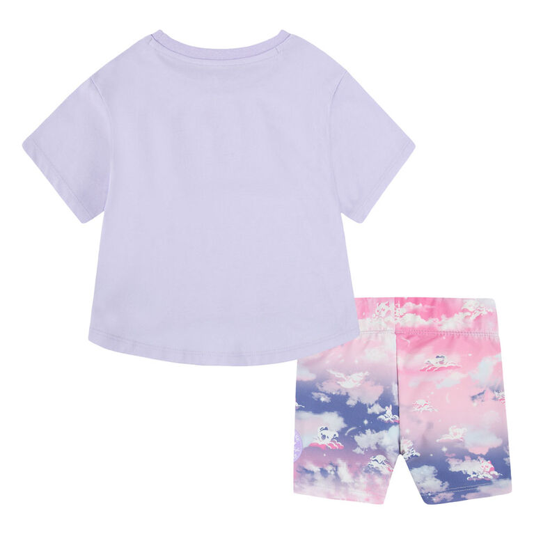 Converse T-shirt & Biker Short Set - Cosmic Purple