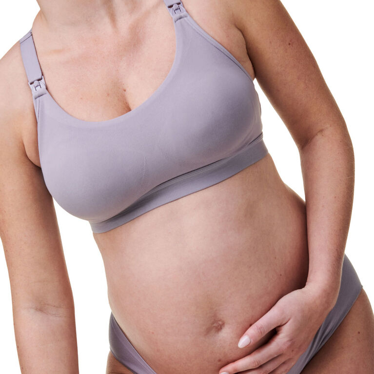 Bravado! Designs Soutien-gorge sport à faible impact pour la maternité et l’allaitement Tranquil, Grey Orchid, Petite