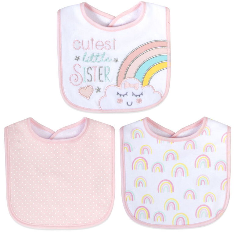 Baby Essentials - Cutest Little Sister Bib 3Pk