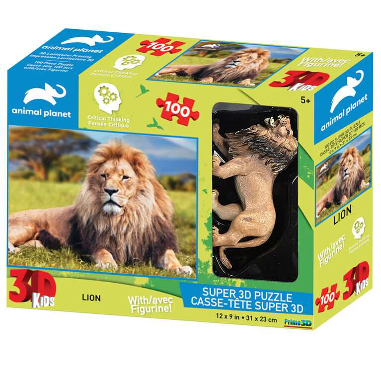 Animal Planet: African Lion - 100 Piece 3D Puzzle with Figure