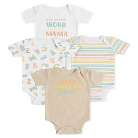 Koala Baby 4 Pack Short Sleeve Bodysuit Oatmeal Heather