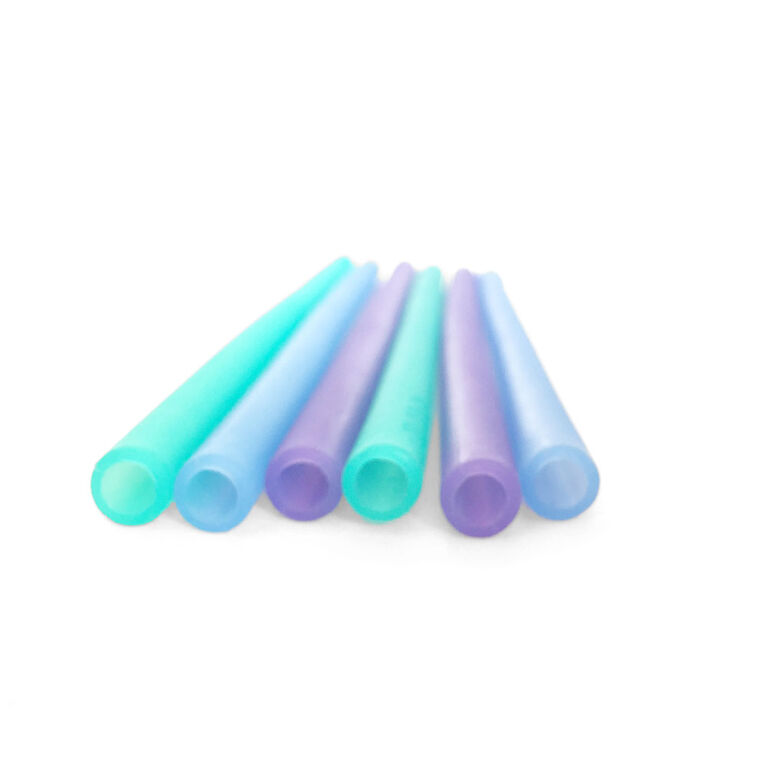 Silikids - Pailles en silicone réutilisables - Paquet de 6 - Ombre bleu