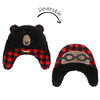 FlapJackKids - Baby, Toddler, Kids, Boys Reversible Sherpa Fleece Hat - Double Layered - Black Bear/Aviator - Small 6-24 months