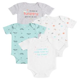 Koala Baby Pack De 4 Body À Manches Courtes, Blanc Brillant