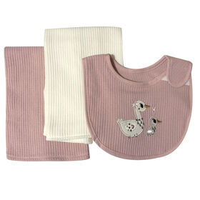 Koala Baby - 3 Piece Bib/Burp Set Pink/Tofu Waffle