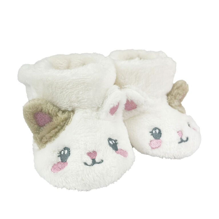 My Baby Boutique - Baby Booties, Ivory Kitty, 0-6M