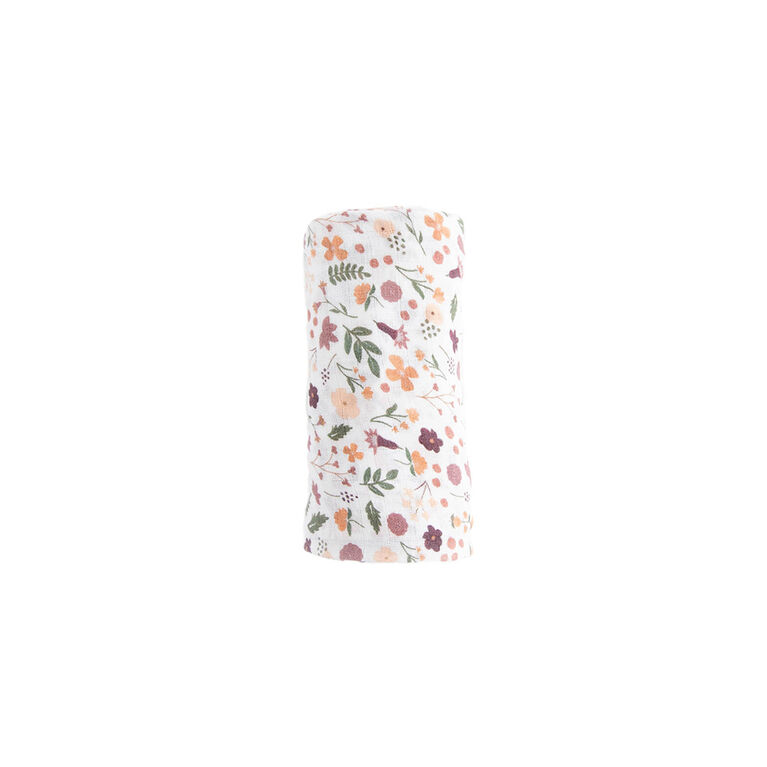 Red Rovr-Organic Cotton Muslin Swaddle Blanket - Mauve Meadow