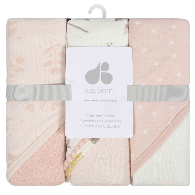 Just Born - 3 Pack Hooded Towel - Vintge Floral