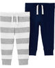 Carter's 2-Pack Pull-On Pants - Navy/Grey, 12 Months