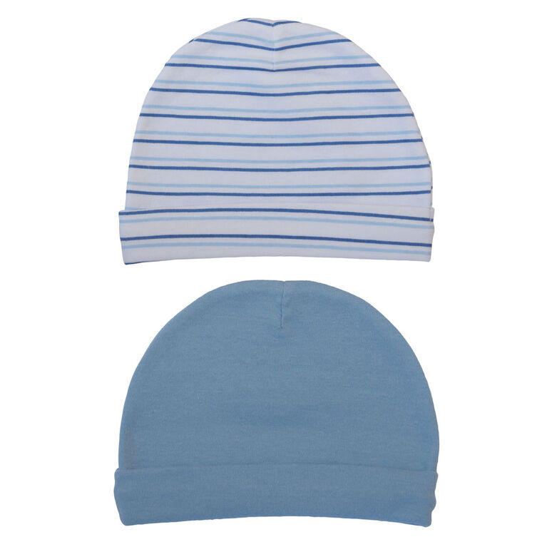 Koala Baby 2 Pack Baby Hats -  Blue Stripes