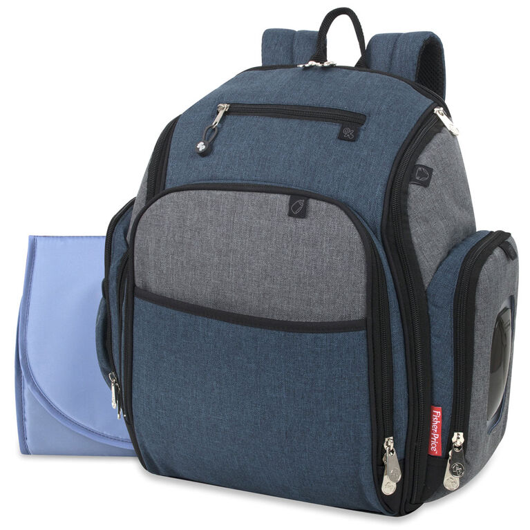 Fisher Price Kaden Backpack Diaper Bag Grey And Navy Babies R Us Canada