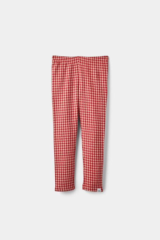 Legging Brossé Rouge Carreaux 3-4An