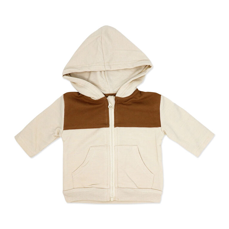 Baby Mode Ensemble de jogging 3 pi&egrave;ces en molleton : rayures marron, 12 mois