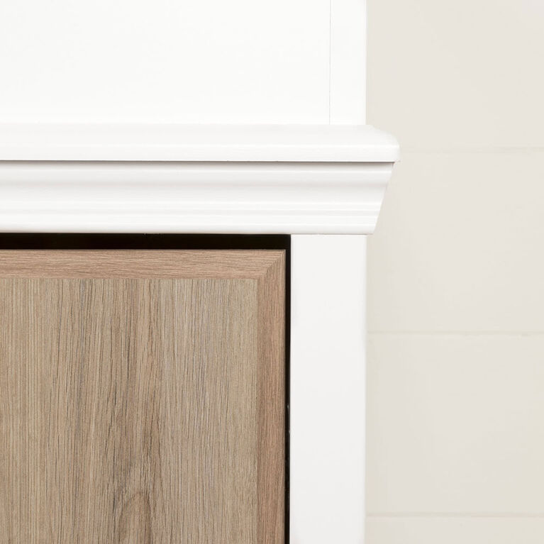 South Shore, Changing table with removable rim, drawers, and open storage - Pure White and Rustic Oak