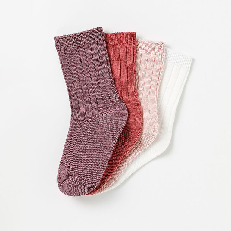 classic ribbed crew socks, 4-5y - pink
