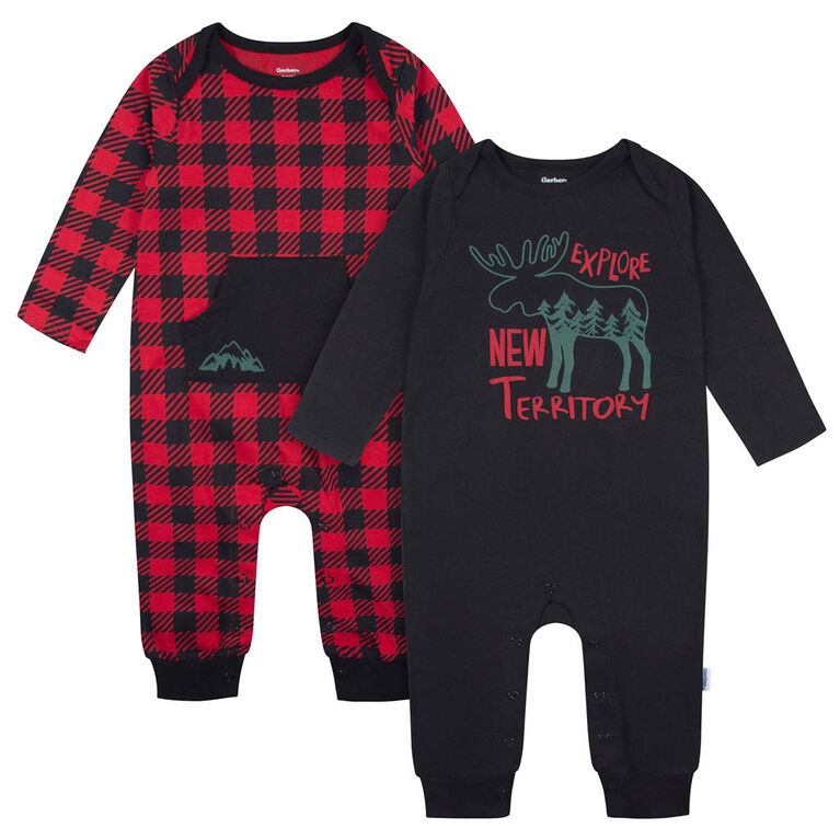 Gerber Childrenswear - Lot de 2 Barboteuses - Explore - Noir 3-6 mois
