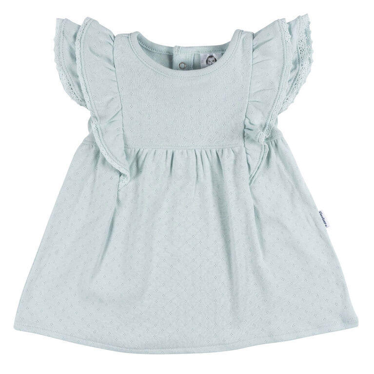 Gerber Childrenswear - 2-Piece Dress + Diaper Set Aqua Blue - 6-9M