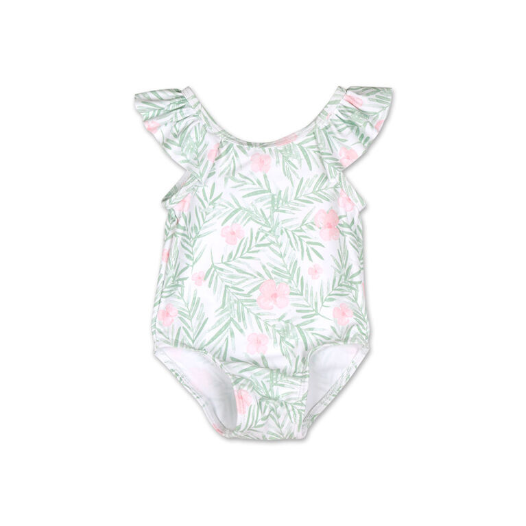 Koala Baby 1Pc Swimsuit Green Floral Print, 0-3 Months