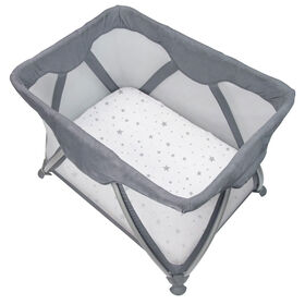 Kushies Drap Contour pour Parc Coton Flanelle &Eacute;toiles Grises
