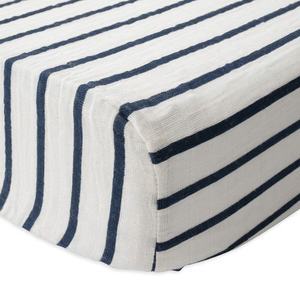 Navy stripe crib sheet clearance