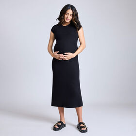 Motherhood Raglan Midi Dress-Black-L