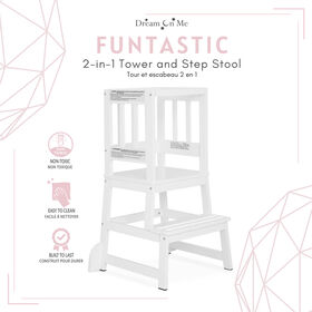 2-In-1 Learning TowerandStep Stool White