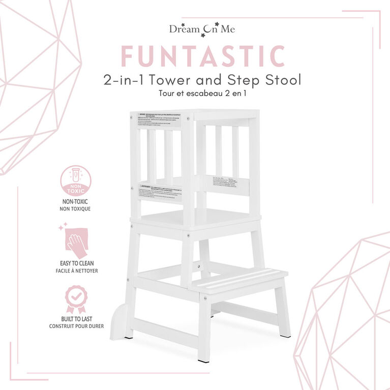 2-In-1 Learning TowerandStep Stool White