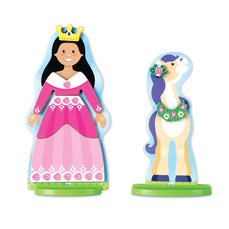 Melissa & Doug Princess & Horse DressUp Wooden Dolls Pretend