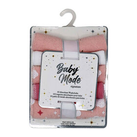 Baby Mode Signature Lot de 10 débarbouillettes lama roses