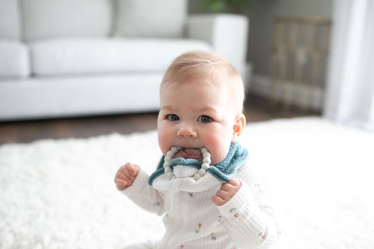 Muslin Bandana Bibs with Teether Blue 2 Pack