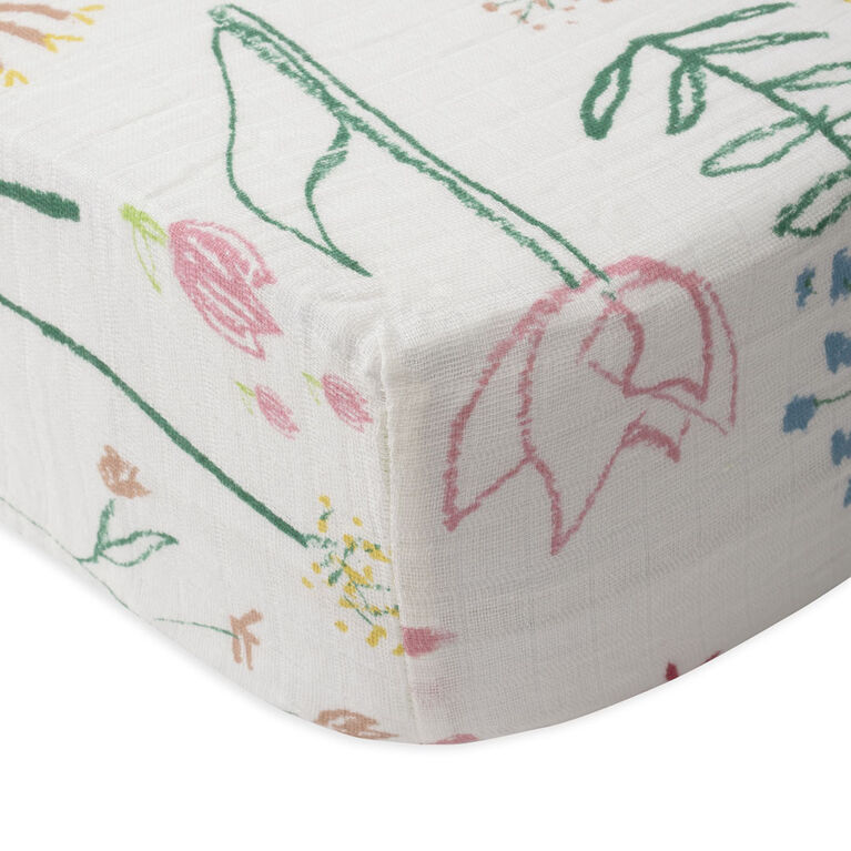 Red Rover Cotton Muslin Crib Sheet Pastel Petal R Exclusive