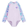 Hurley Ruffle Long Sleeve One-Piece Swimsuit - Light Lavender - Size 24M