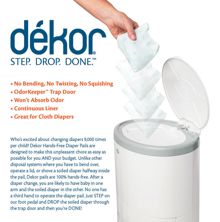 Dekor Diaper Pail Mini - White - English Edition