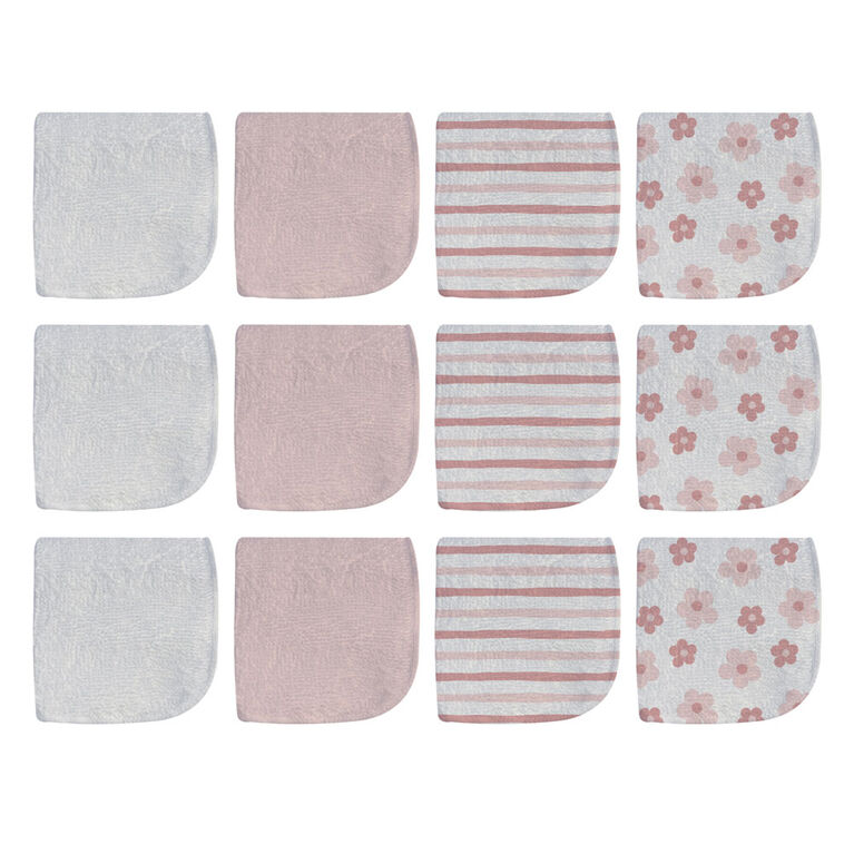 Pink 12 Pack Washcloths