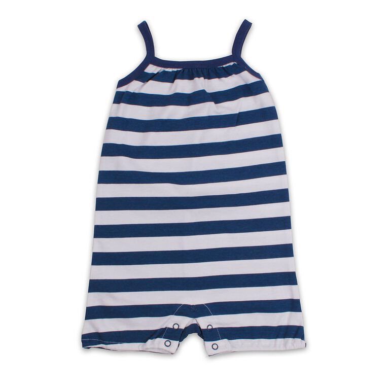 Snugabye Long Romper - Stripe - Navy/White, 6-9 Months