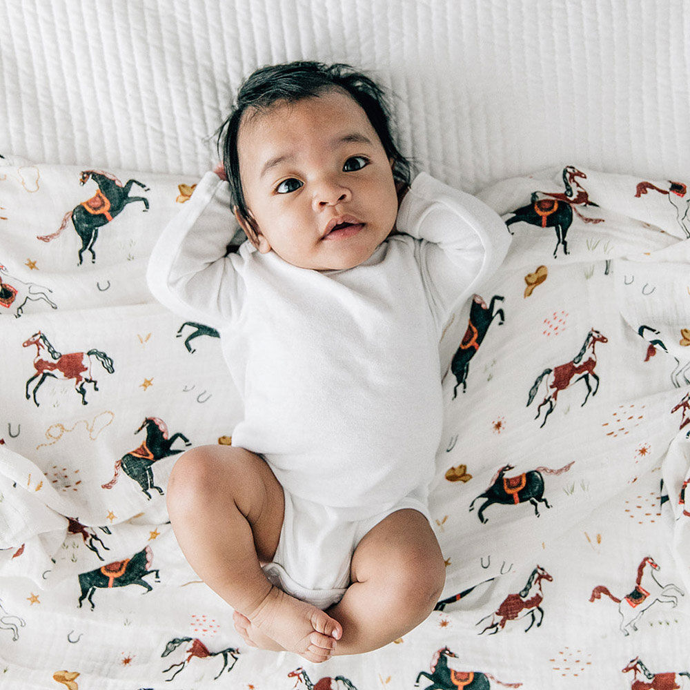 Red Rover Cotton Muslin Swaddle 3 Pack Howdy Horse