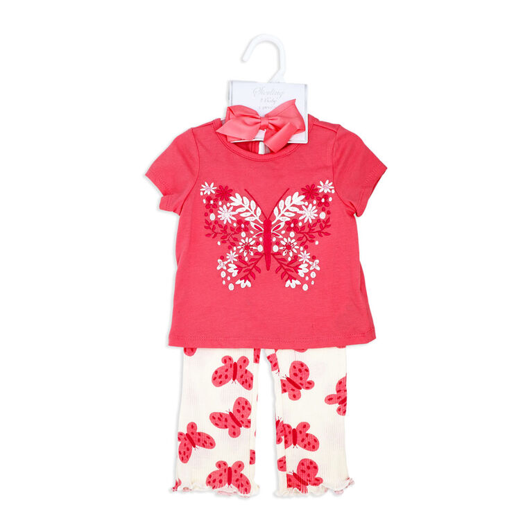Sterling Baby Ensemble de leggings 3 Pièces : Papillon rose