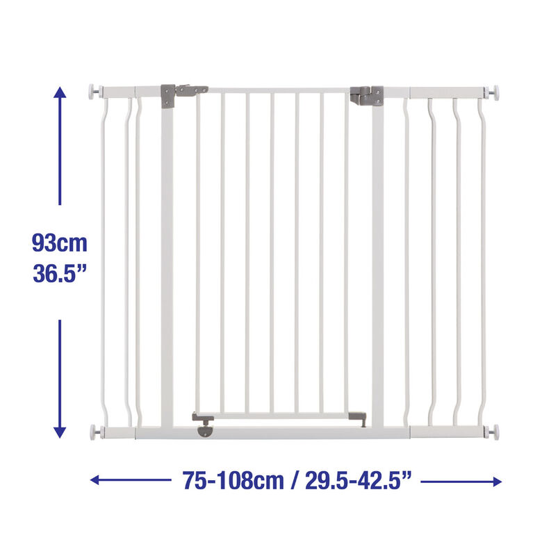 Dreambaby Liberty Xtra-Tall Security Gate with extensions (incl. 1 x 3.5" and 1 x 7" extensions) - White