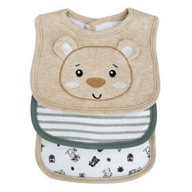 Koala Baby - Lot De 3 Bavettes En Jersey Motif Ours Taupe
