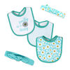 Necessities By Tendertyme  5 Piece Bib and Sock set :Aqua Daisy