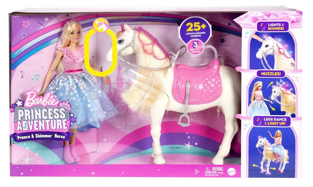 Barbie Princess Adventure Doll and Prance Shimmer Horse with Lights and Sounds