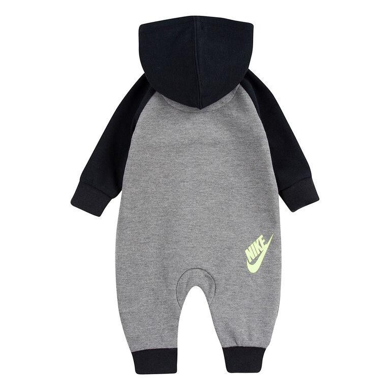 Nike JDI Fly Coverall - Charcoal With Neon , Size 24 Months